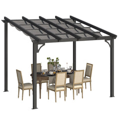 AECOJOY 10' x 8' Gazebo for Patio, Retractable Pergola with Adjustable Sun Shade Canopy Roof