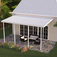 Integra 20 ft. x 10 ft. White Aluminum Attached Solid Patio Cover with 4 Posts (20 lbs. Live Load)